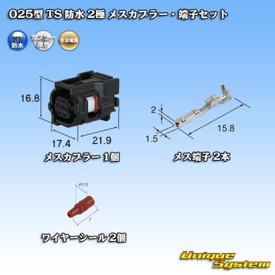 Photo1: [Sumitomo Wiring Systems] 025-type TS waterproof 2-pole female-coupler & terminal set