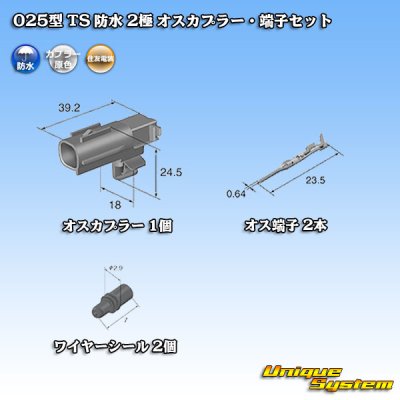 Photo5: [Sumitomo Wiring Systems] 025-type TS waterproof 2-pole male-coupler & terminal set