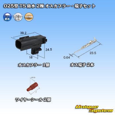 Photo1: [Sumitomo Wiring Systems] 025-type TS waterproof 2-pole male-coupler & terminal set