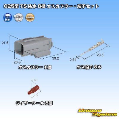 Photo1: [Sumitomo Wiring Systems] 025-type TS waterproof 8-pole male-coupler & terminal set