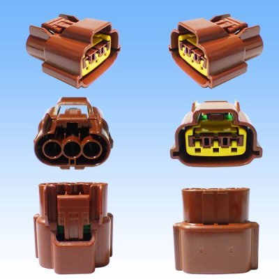 Photo3: [Sumitomo Wiring Systems] 090-type 62 series type-E waterproof 3-pole female-coupler & terminal set with retainer (P6) (brown) (no male side)