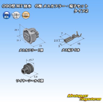 Photo5: [Sumitomo Wiring Systems] 090-type MT waterproof 6-pole female-coupler & terminal set type-2