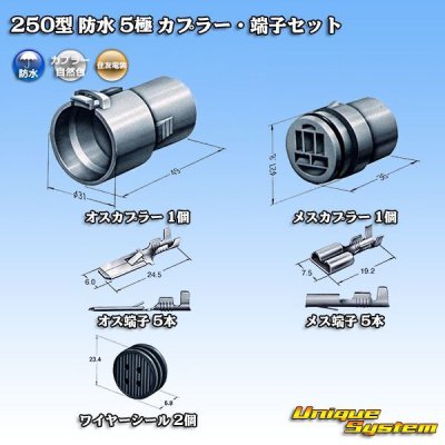 Photo1: [Sumitomo Wiring Systems] 250-type waterproof 5-pole coupler & terminal set