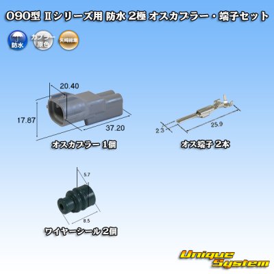 Photo1: [Yazaki Corporation] 090-type II series / waterproof 2-pole male-coupler & terminal set type-1