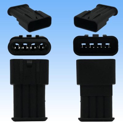 Photo3: 090-type II series waterproof 4-pole male-coupler & terminal set type-2 (P5) (male-coupler only non-Yazaki)