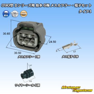 Photo1: [Yazaki Corporation] 090-type II series waterproof 6-pole female-coupler & terminal set type-1