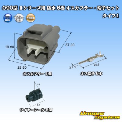 Photo1: [Yazaki Corporation] 090-type II series waterproof 6-pole male-coupler & terminal set type-1