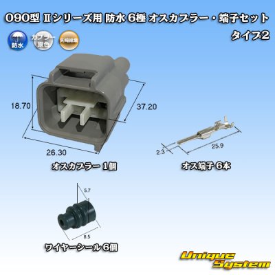 Photo1: [Yazaki Corporation] 090-type II series waterproof 6-pole male-coupler & terminal set type-2