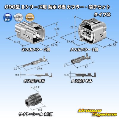 Photo7: [Yazaki Corporation] 090-type II series waterproof 6-pole coupler & terminal set type-2