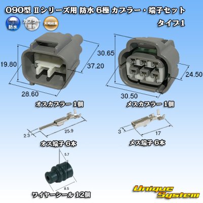 Photo1: [Yazaki Corporation] 090-type II series waterproof 6-pole coupler & terminal set type-1