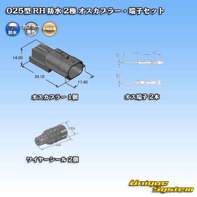 Photo5: [Yazaki Corporation] 025-type RH waterproof 2-pole male-coupler & terminal set
