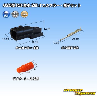 Photo1: [Yazaki Corporation] 025-type RH waterproof 2-pole male-coupler & terminal set