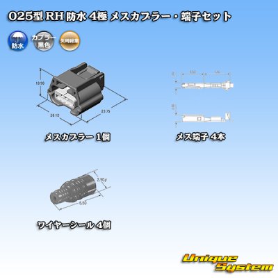 Photo5: [Yazaki Corporation] 025-type RH waterproof 4-pole female-coupler & terminal set