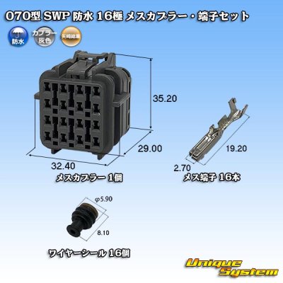 Photo1: [Yazaki Corporation] 070-type SWP waterproof 16-pole female-coupler & terminal set (with rear holder)