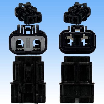 Photo3: [Yazaki Corporation] 250-type 58 connector X series waterproof 2-pole female-coupler (with holder) type-2 (black)