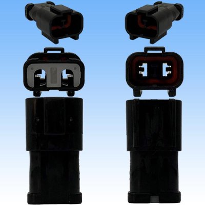 Photo3: [Yazaki Corporation] 250-type 58 connector X series waterproof 2-pole male-coupler (with holder) type-2 (black)