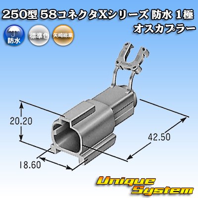 Photo4: [Yazaki Corporation] 250-type 58 connector X series waterproof 1-pole male-coupler