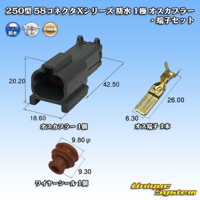 Photo1: [Yazaki Corporation] 250-type 58 connector X series waterproof 1-pole male-coupler & terminal set