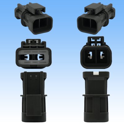 Photo3: [Yazaki Corporation] 250-type 58 connector X series waterproof 2-pole male-coupler (with holder) type-1 (gray)