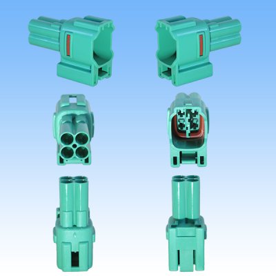 Photo2: [Sumitomo Wiring Systems] 090-type MT waterproof 4-pole male-coupler & terminal set bracket-fixed-type (green type)