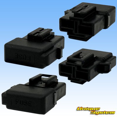 Photo2: [Yazaki Corporation] flat-type/blade-type fuse non-waterproof fuse-holder coupler connector & terminal set (black) (Y204 equivalent)