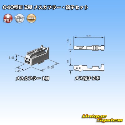 Photo4: [Yazaki Corporation] 040-type III non-waterproof 2-pole female-coupler & terminal set