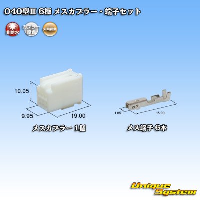 Photo1: [Yazaki Corporation] 040-type III non-waterproof 6-pole female-coupler & terminal set