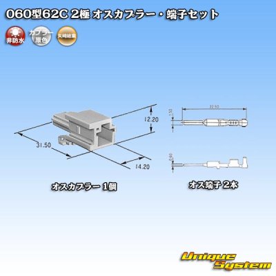 Photo5: [Yazaki Corporation] 060-type 62C non-waterproof 2-pole male-coupler & terminal set