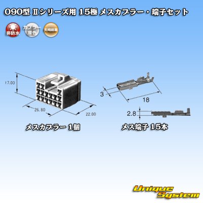 Photo4: [Yazaki Corporation] 090-type II non-waterproof 15-pole female-coupler & terminal set