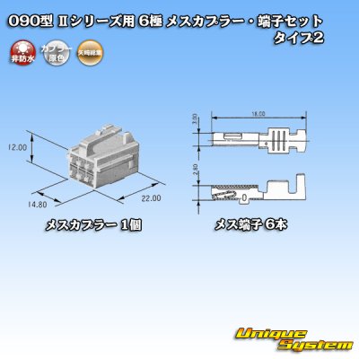 Photo4: [Yazaki Corporation] 090-type II non-waterproof 6-pole female-coupler & terminal set type-2