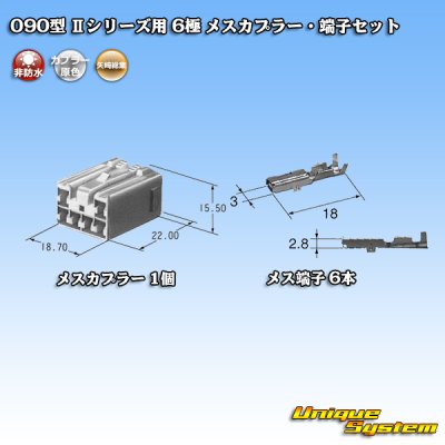 Photo4: [Yazaki Corporation] 090-type II non-waterproof 6-pole female-coupler & terminal set type-1