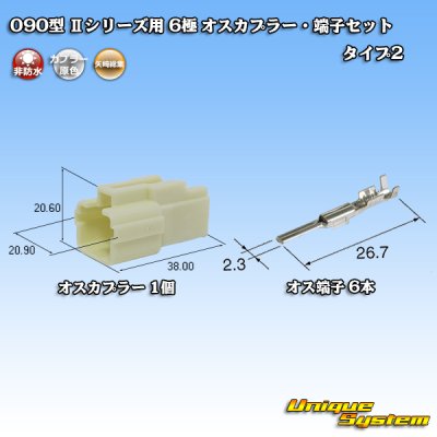 Photo1: [Yazaki Corporation] 090-type II non-waterproof 6-pole male-coupler & terminal set type-2