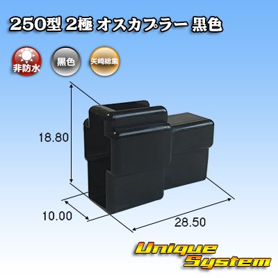Photo1: [Yazaki Corporation] 250-type CN (A) non-waterproof 2-pole male-coupler (black)