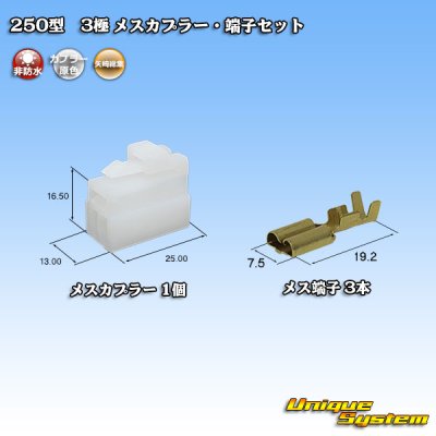 Photo1: [Yazaki Corporation] 250-type CN (A) non-waterproof 3-pole female-coupler & terminal set