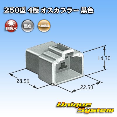 Photo3: [Yazaki Corporation] 250-type CN (A) non-waterproof 4-pole male-coupler (black)