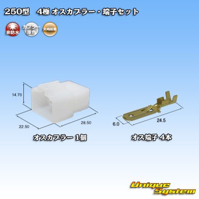 Photo1: [Yazaki Corporation] 250-type CN (A) non-waterproof 4-pole male-coupler & terminal set