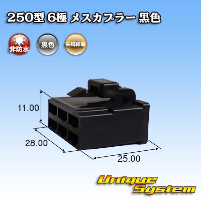 Photo1: [Yazaki Corporation] 250-type CN (A) non-waterproof 6-pole female-coupler (black)