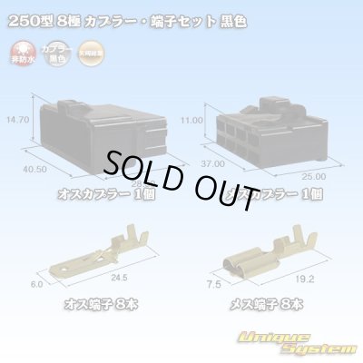 Photo1: [Yazaki Corporation] 250-type CN (A) non-waterproof 8-pole coupler & terminal set (black)