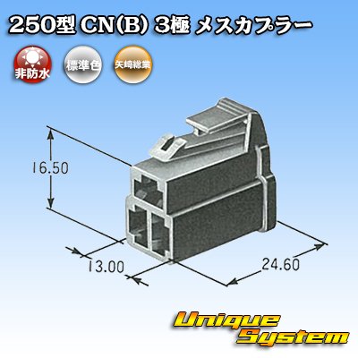 Photo4: [Yazaki Corporation] 250-type CN (B) non-waterproof 3-pole female-coupler