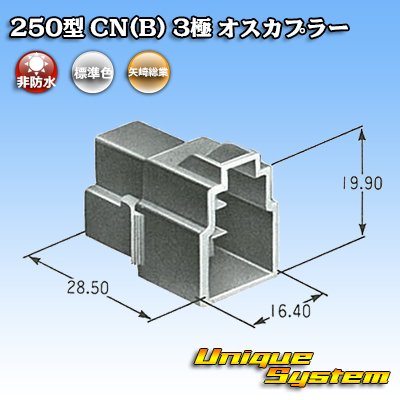 Photo4: [Yazaki Corporation] 250-type CN (B) non-waterproof 3-pole male-coupler