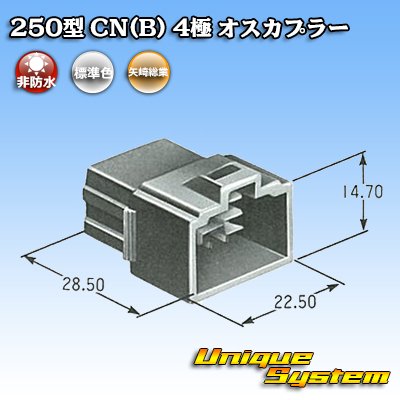 Photo4: [Yazaki Corporation] 250-type CN (B) non-waterproof 4-pole male-coupler