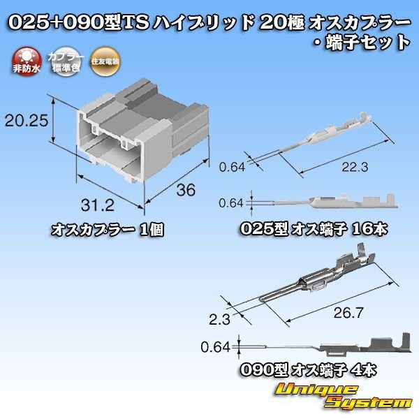 Photo1: [Sumitomo Wiring Systems] 025 + 090-type TS hybrid non-waterproof 20-pole male-coupler & terminal set (1)