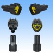 Photo2: [Furukawa Electric] 090-type RFW waterproof 3-pole coupler & terminal set triangle-type (black) with retainer (2)