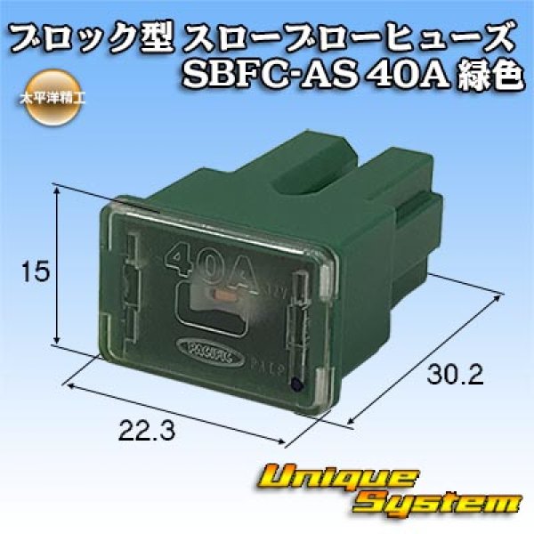Photo1: [PEC JAPAN] block-type slow-blow-fuse SBFC-AS 40A (green) 3047 (1)