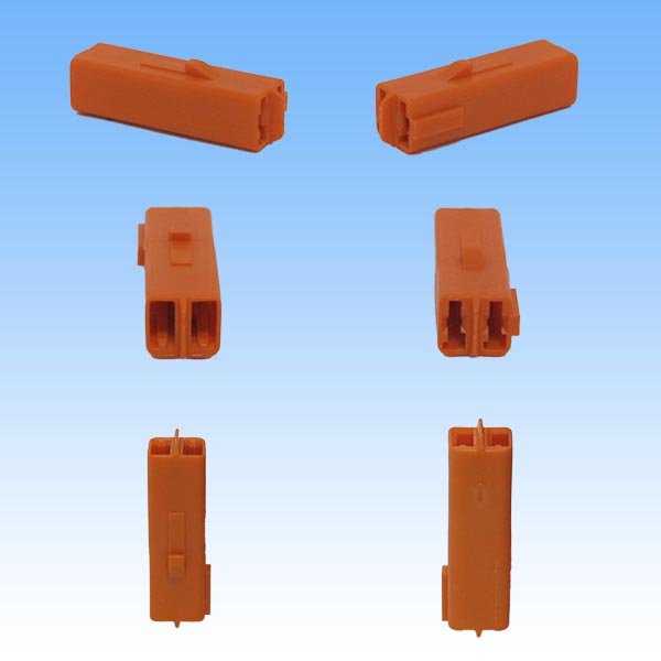 Photo3: [Sumitomo Wiring Systems] 050-type HB non-waterproof 2-pole coupler & terminal set (orange) (3)