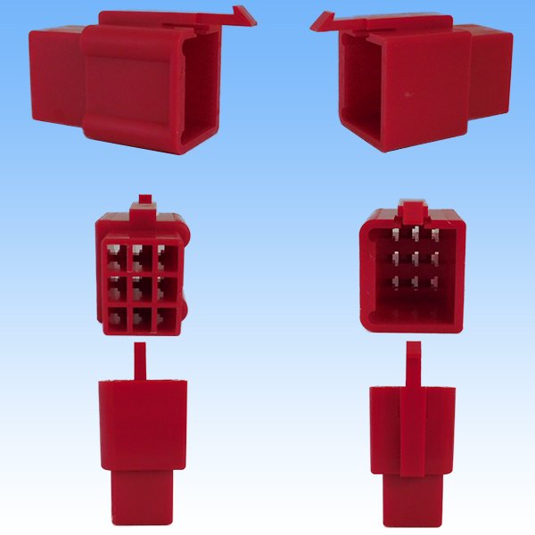 Photo2: [Sumitomo Wiring Systems] 110-type MTW non-waterproof 9-pole male-coupler & terminal set (red) (2)