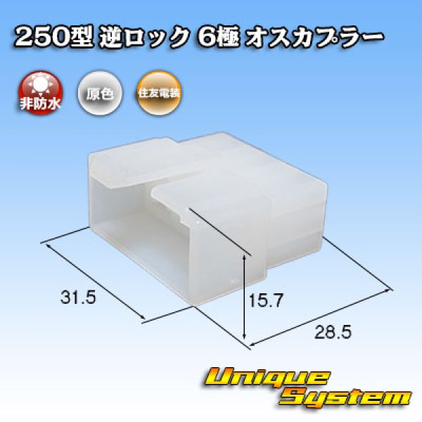 Photo1: [Sumitomo Wiring Systems] 250-type reverse-lock non-waterproof 6-pole male-coupler (1)