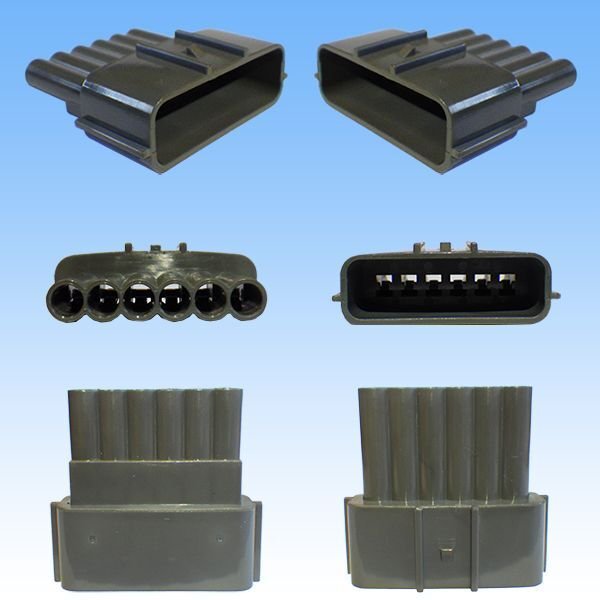 Photo2: 090-type 62 series type-E waterproof 6-pole male-coupler & terminal set (P5) (gray) (not made by Sumitomo) (2)