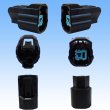 Photo2: [Sumitomo Wiring Systems] 090-type HX waterproof 1-pole female-coupler & terminal set (black) with retainer (2)