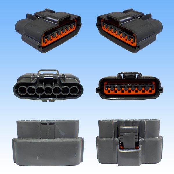 Photo2: [Sumitomo Wiring Systems] 090-type 62 series type-E waterproof 7-pole female-coupler with retainer (P5) (gray) (2)